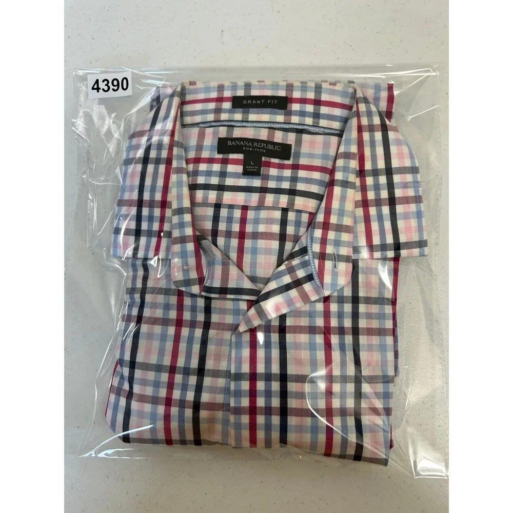 Banana‎ Republic Mens Grant Fit Non-Iron Plaid Button Down Shirt Multi Color L